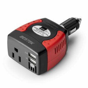 BESTEK 150W Car Power Inverter DC 12V to AC 110V 2 USB Short Circuit Protection
