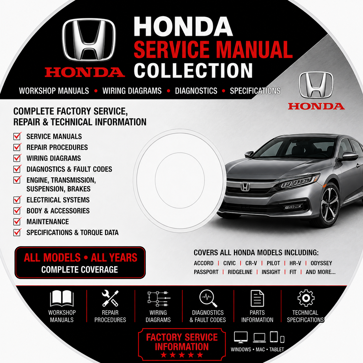Honda Civic EX, 4D Hatchback 2019 Service & Repair Manual