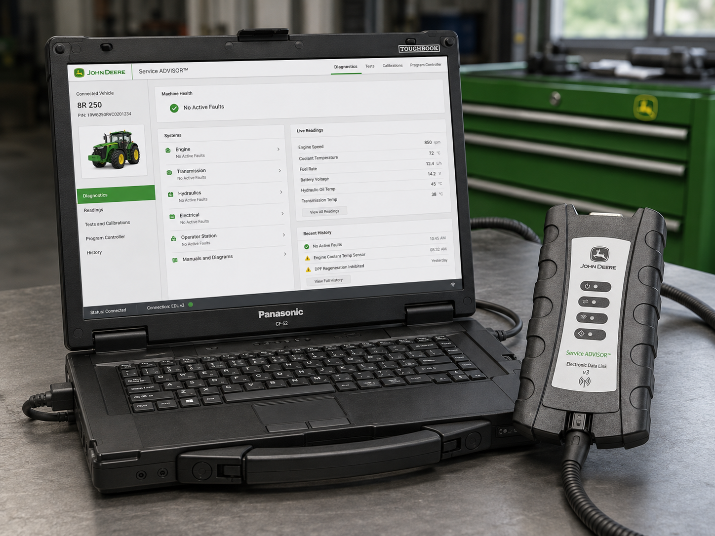 Panasonic cf 52 with John Deere edl interface